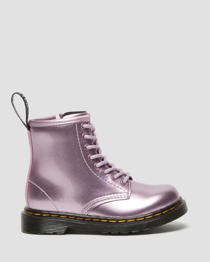 Dr Martens Toddler 1460 Metallic Snørestøvler Børn Lyserød | DK 696LIS